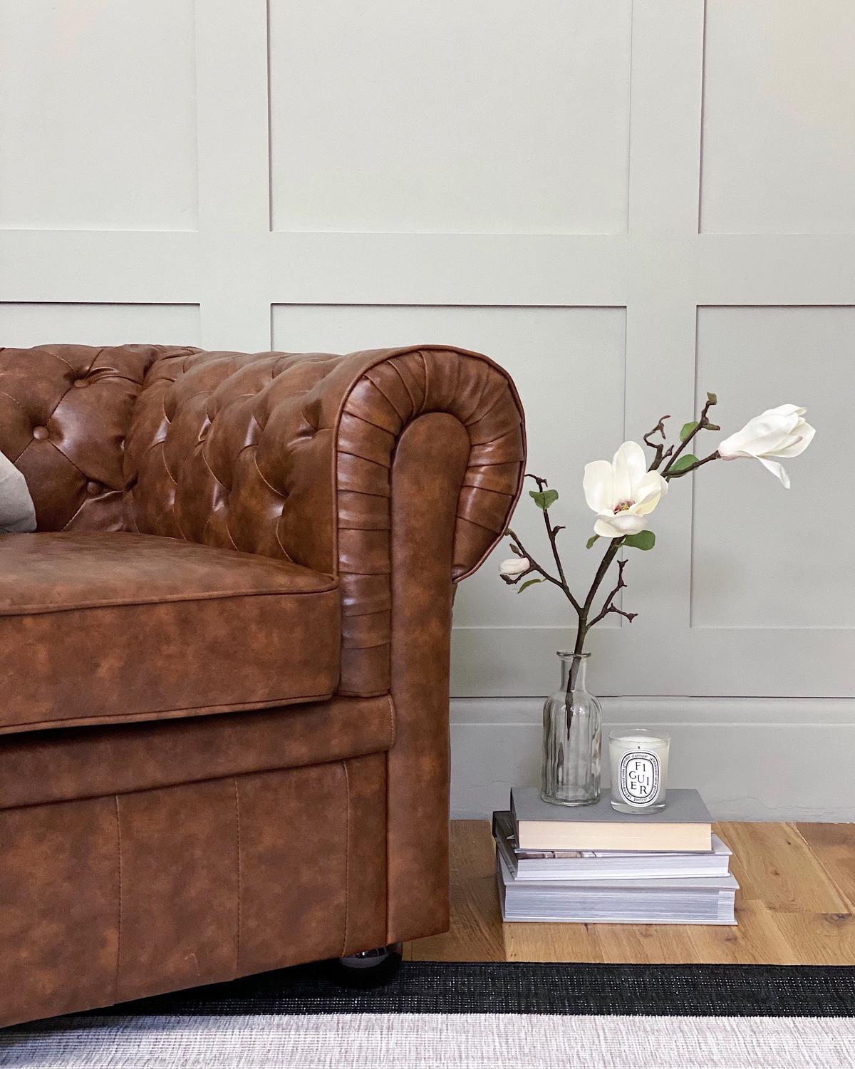 SOFA Kunstleder Goldbraun Chesterfield - Goldfarben, Kunststoff/Textil (195/70/75cm) - Beliani