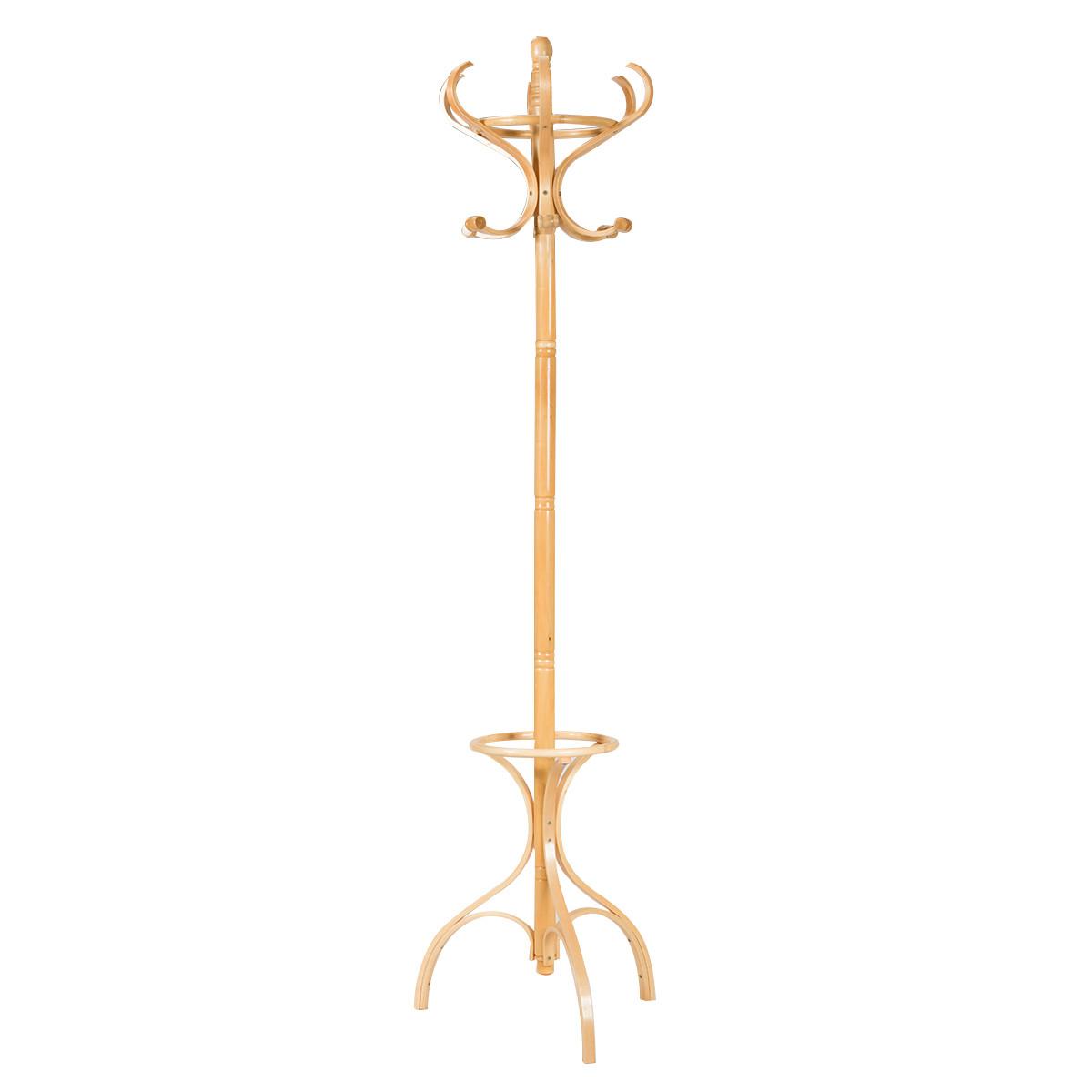 GARDEROBENSTÄNDER mit Schirmhalter Holz - Alteiche, Holz (48/182/48cm) - COSTWAY