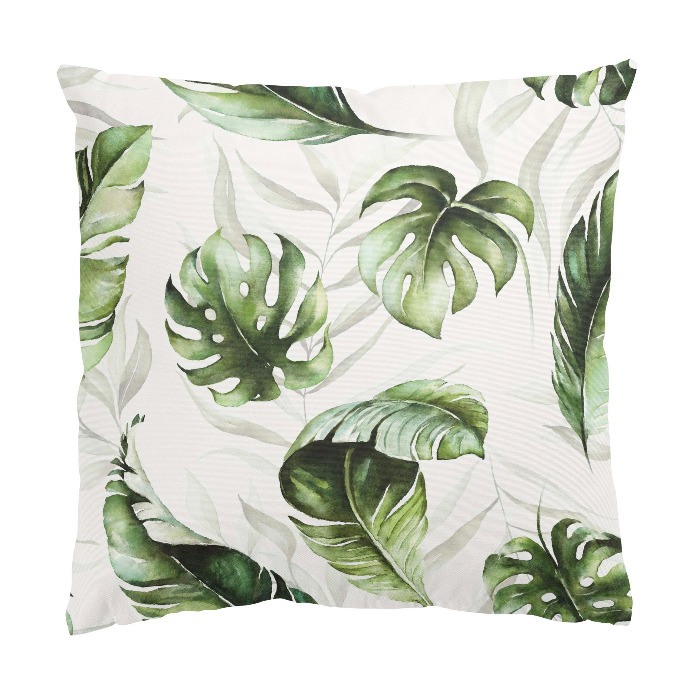 KISSENBEZUG Aquarell Pflanzen Monstera und Palmenblatt 50/50 cm - Grün, Textil (50/50cm) - Bilderwelten