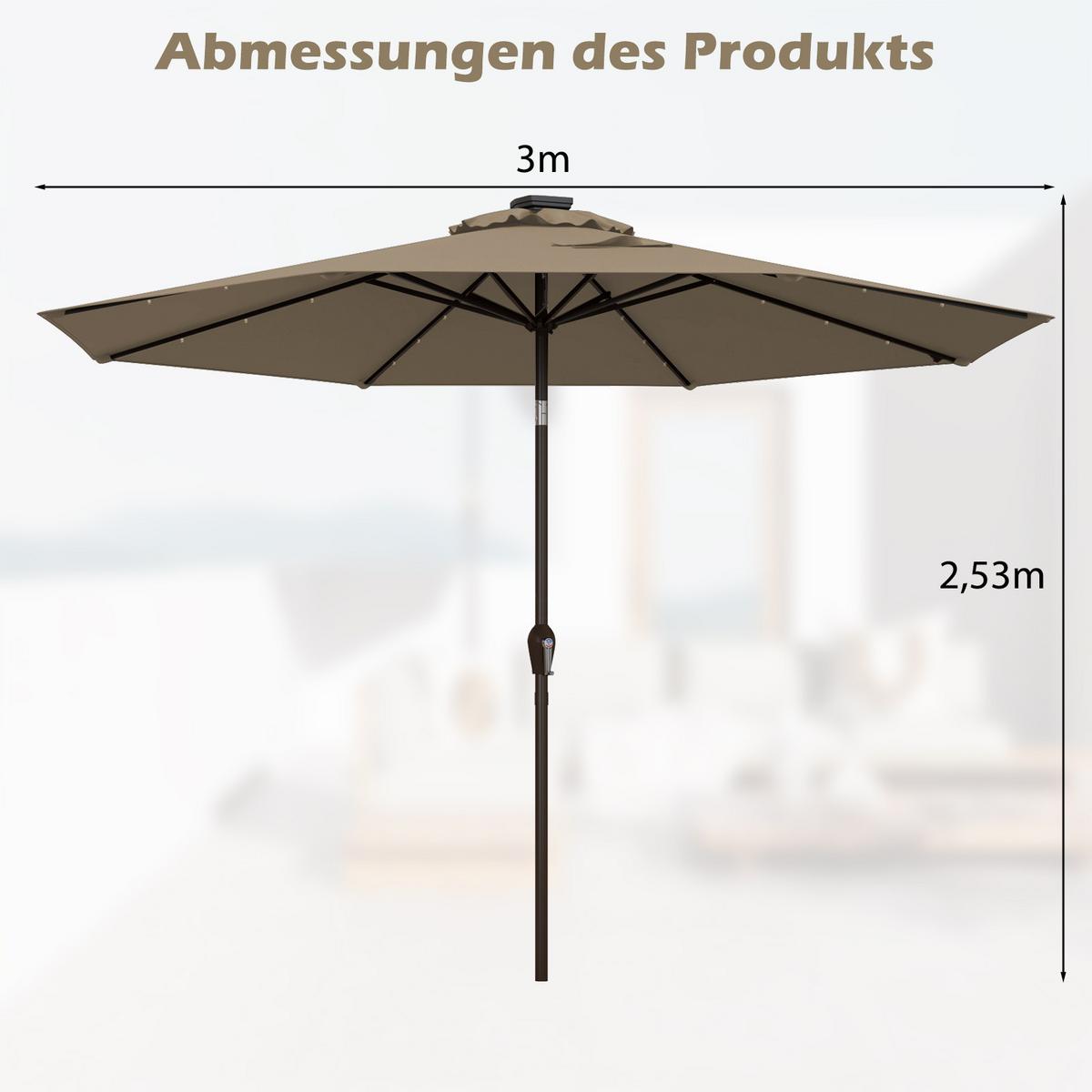 PATIO-SCHIRM Kaffe - Braun, Kunststoff (300/300cm) - COSTWAY