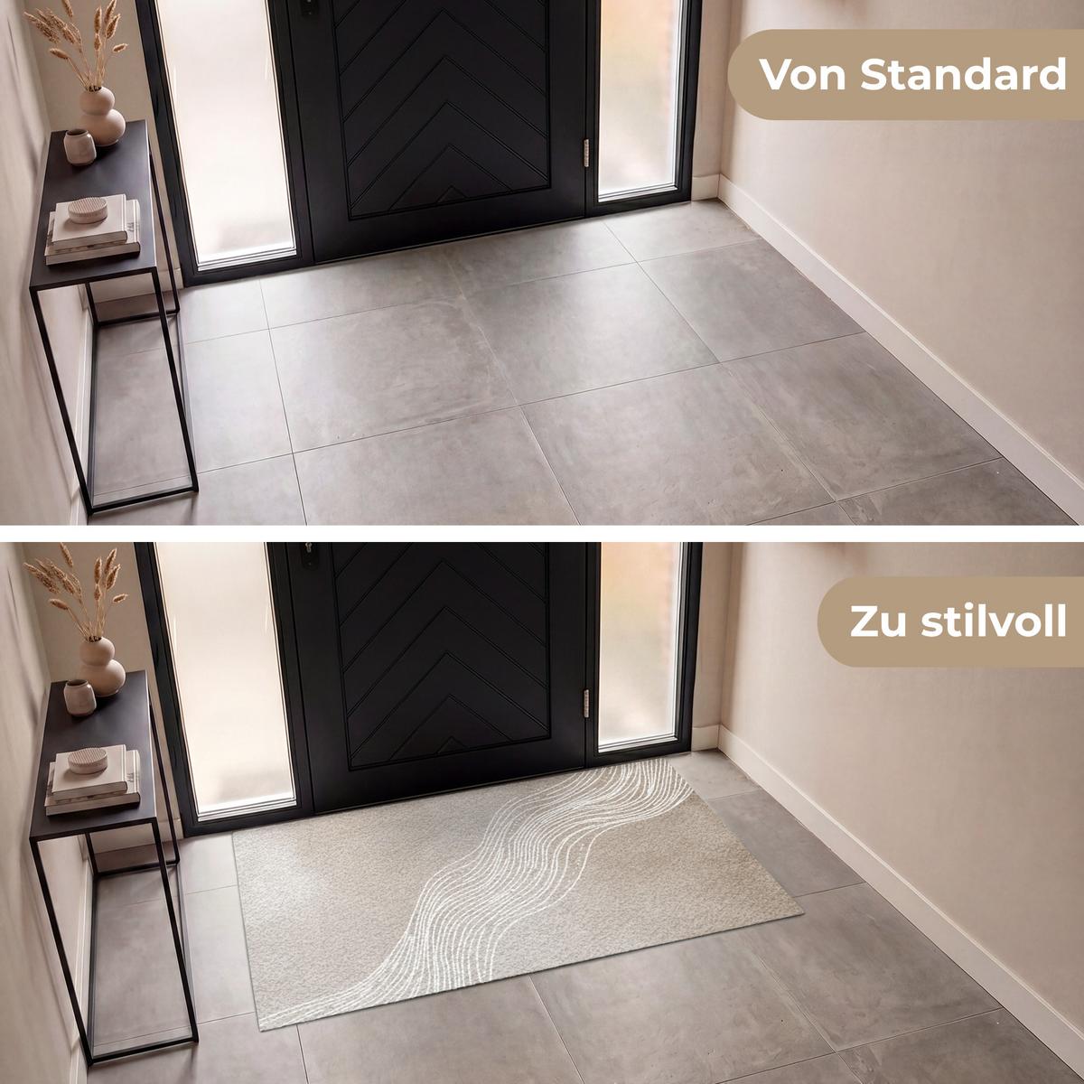 FUSSMATTE Wellenlinien - Fließend - Sandfarben Fußabtreter 150x90 cm - Beige, Kunststoff (150/0.4cm) - MuchoWow