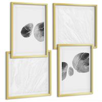 BILDER SET 4er Set - 50x50 cm & 40x60 cm Goldrahmen - Abstrakte Kunst, Farbspritzer - Goldfarben, Kunststoff (50/50cm) - TULUP