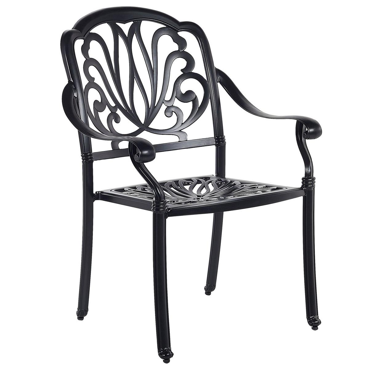 GARTENSTUHL 4er-Set Aluminium schwarz Ancona - Schwarz, Metall (68/97/65cm) - Beliani