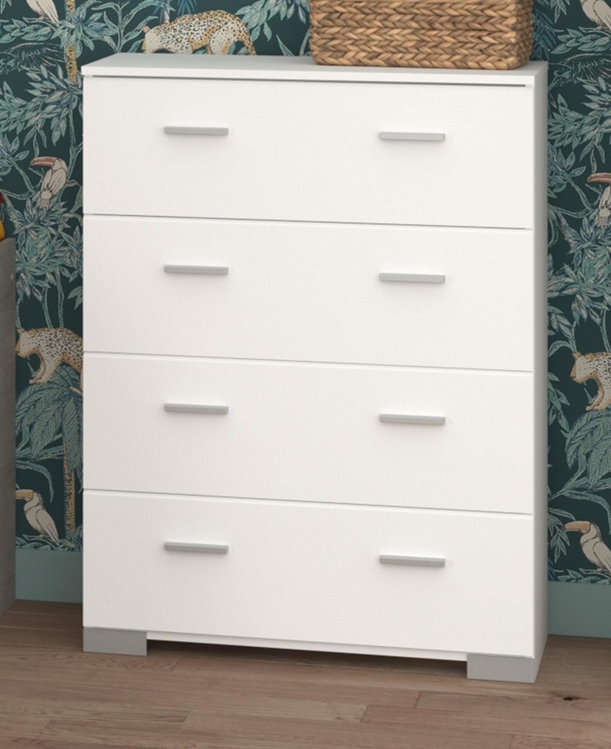 KINDERZIMMER weiß, grau, Komplett-Set mit Stauraumbett, Kommode, Schreibtisch - Silberfarben/Weiß, Holzwerkstoff/Kunststoff (135/106/203cm) - Parisot Meuble