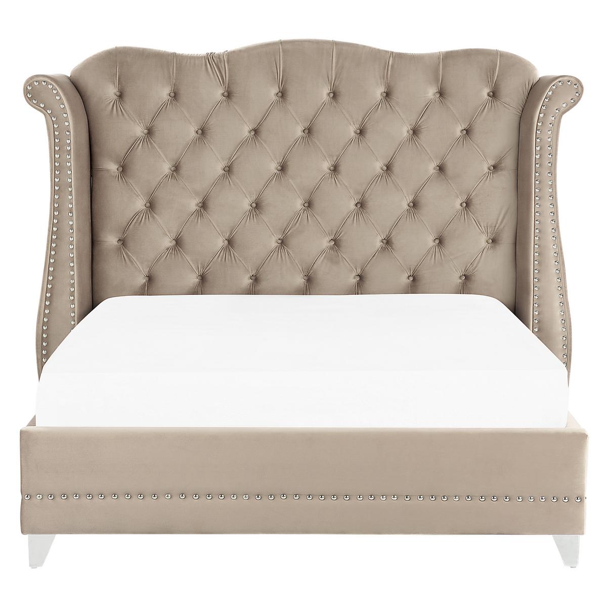 POLSTERBETT 180/200cm Taupe Ayette - Taupe, Textil (180/200cm) - Beliani