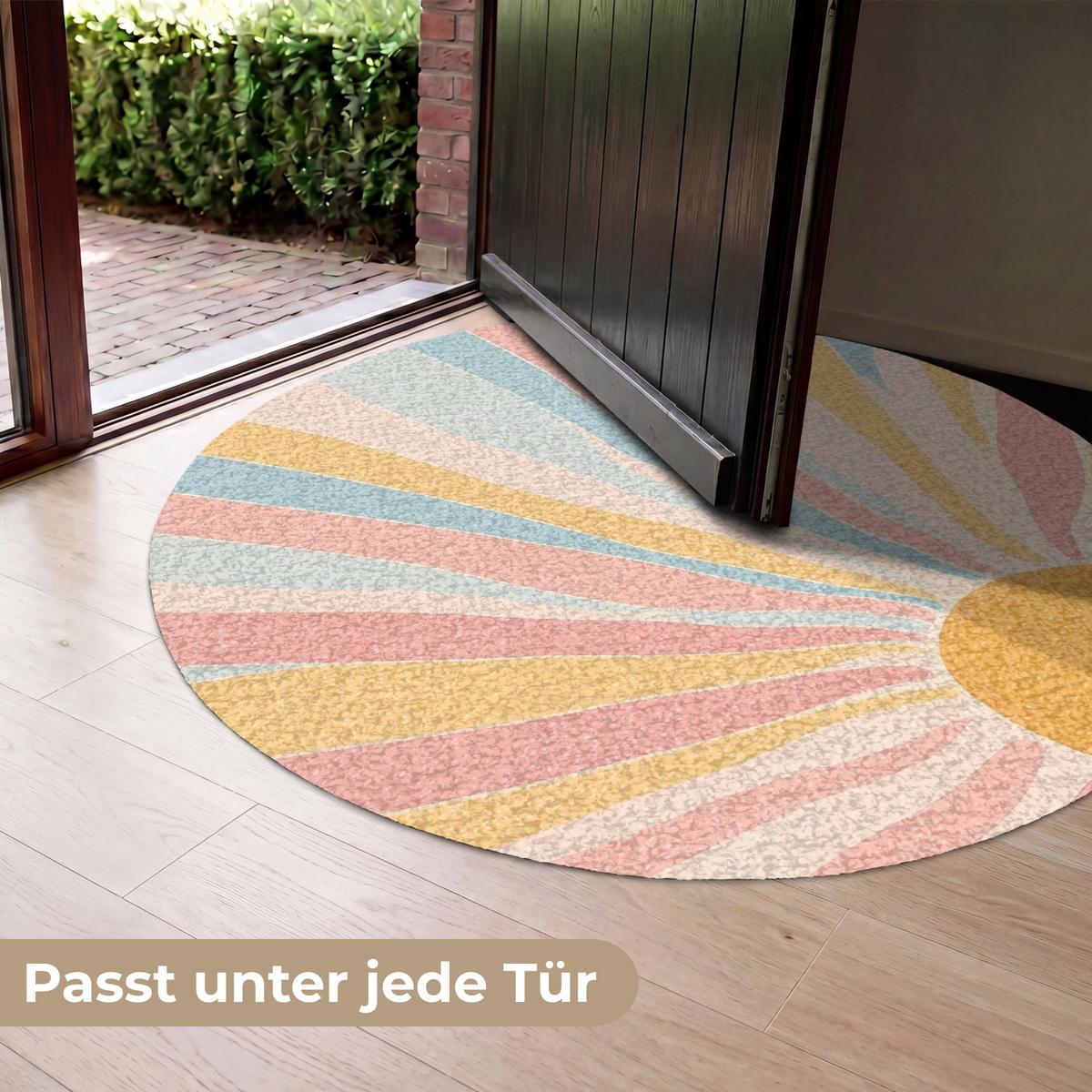 FUSSMATTE Illustration - Sonne - Pastellfarben Sauberlaufmatte 120x120 cm - Hellrosa, Kunststoff (120/0.4cm) - MuchoWow
