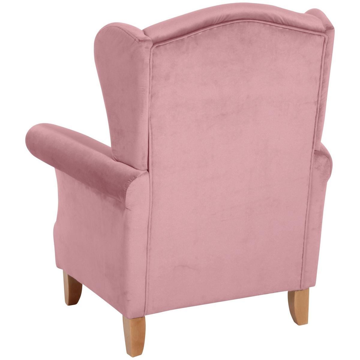 OHRENSESSEL Katria Bezug Samtvelours Buche natur / rosé - Rosa, Kunststoff (88/108/84cm) - 58aufmkessel