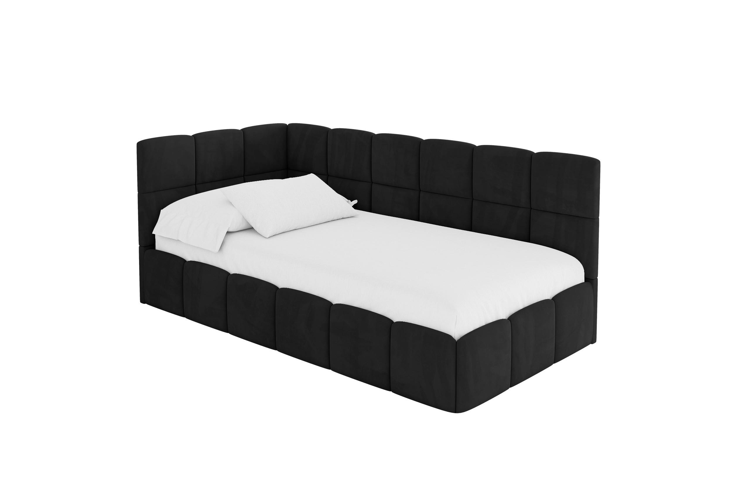 EINZELBETT Jugendbett mit Bettkasten Rechts, ohne Matratze - LIVY 100x200 Schwarz - Schwarz, Holzwerkstoff/Textil (100/200cm) - ALTDECOR