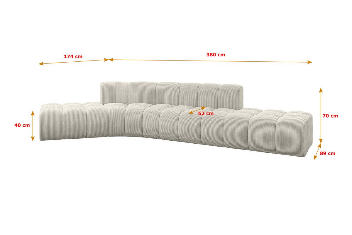 ECKSOFA modulares Sofa Solven-L1 - 380x174x70 cm Creme - Hellgrau/Creme, Holzwerkstoff/Textil (380/174cm) - ALTDECOR