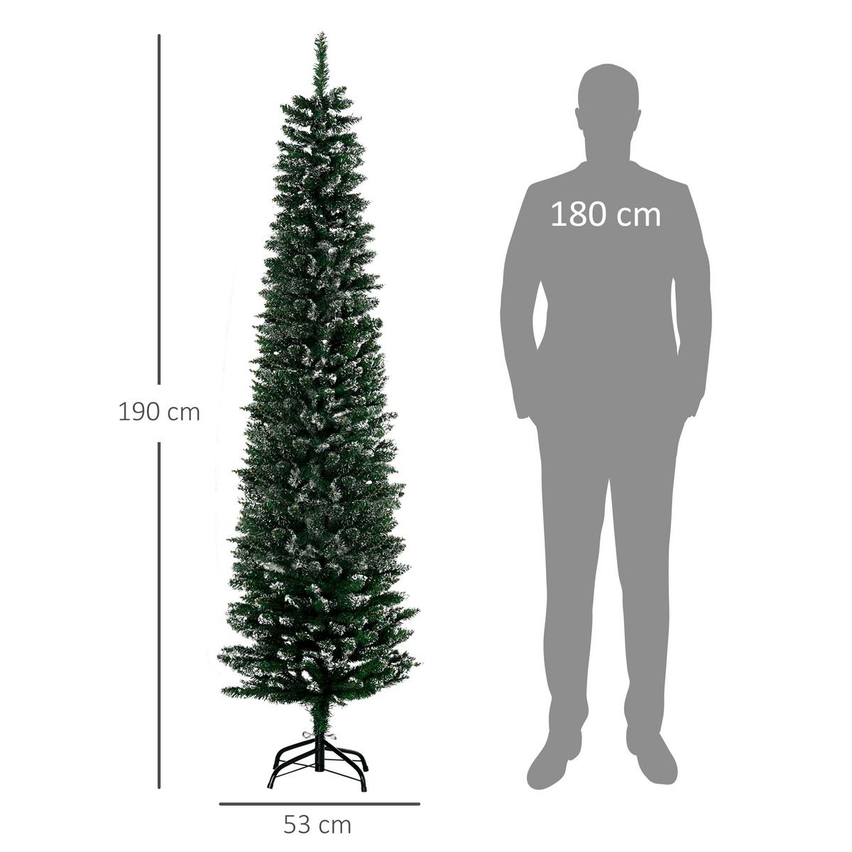 KÜNSTLICHER Weihnachtsbaum, 190 cm Christbaum mit 570 Spitzen für Weihnachten - Grün, Kunststoff (53/190cm) - HOMCOM