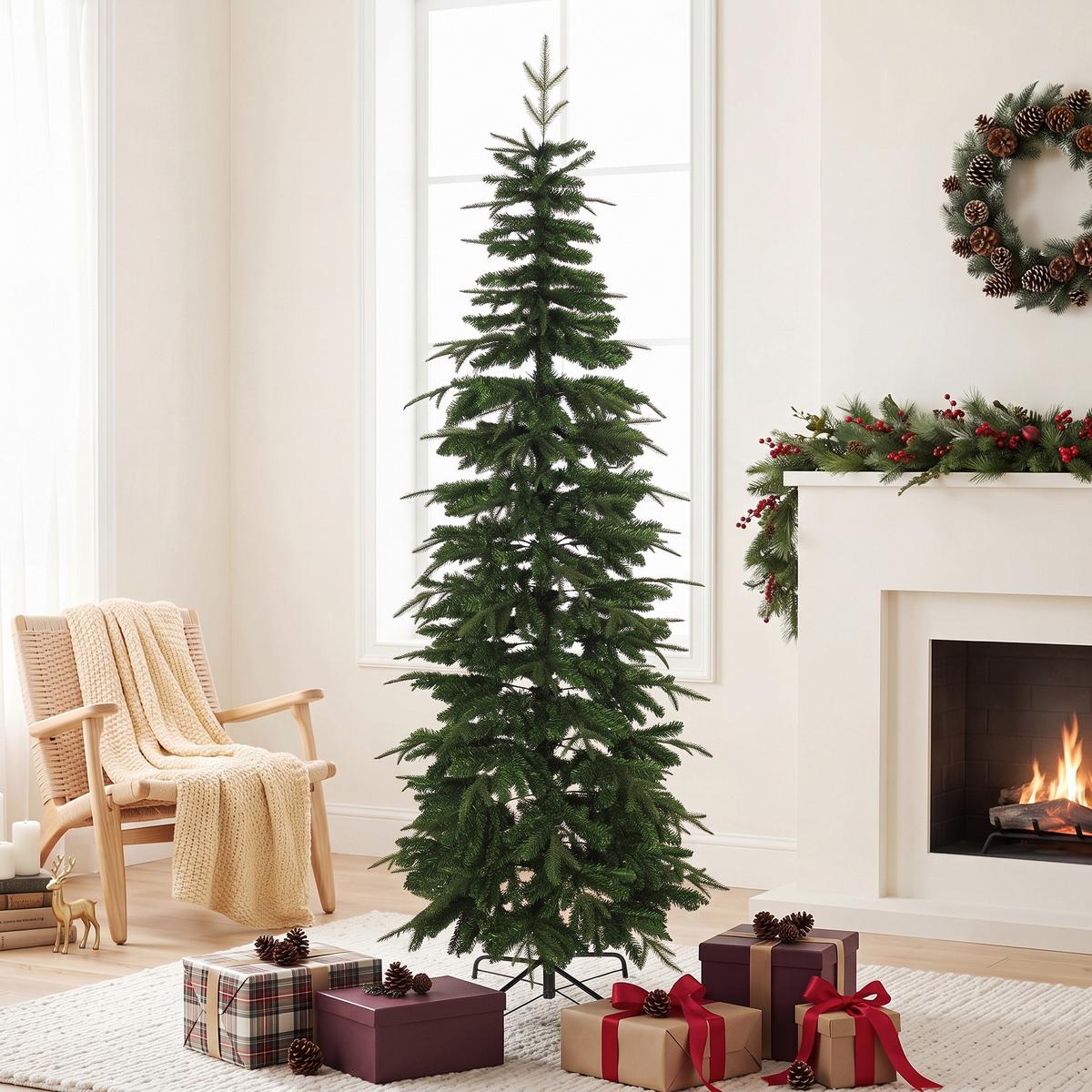 KÜNSTLICHER-WEIHNACHTSBAUM PE PVC Grün - Grün, Kunststoff (210cm) - HOMCOM