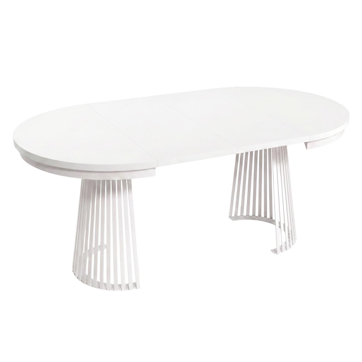 ESSTISCH Lumi im Loft-Stil, ausziehbar Ø 120–200 cm, Metallbeinen, Weiß - Weiß, Metall (120/120/77cm) - Beautysofa