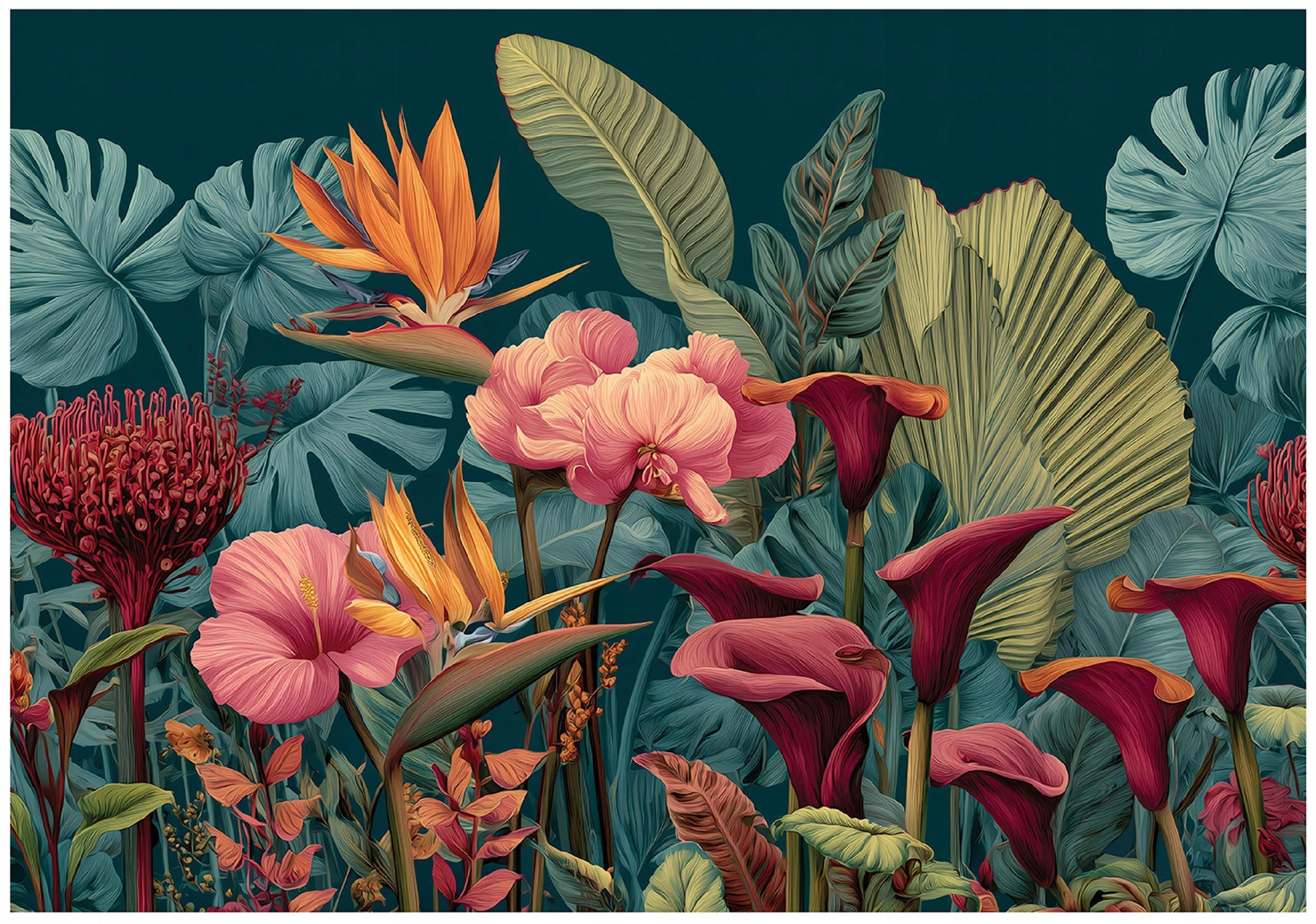 FOTOTAPETE Blumen Blätter Grün 250x175 cm - Multicolor, Papier (250/175cm) - Wallarena