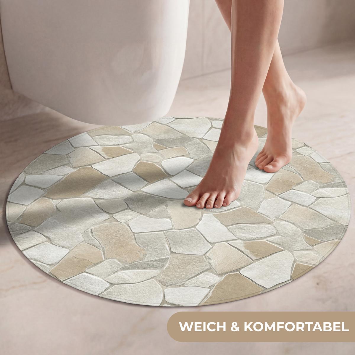 WC-VORLEGER Mosaik - Steine - Beige Toilettenteppich 70x70 cm - Beige, Textil (70/1cm) - OnlyWow