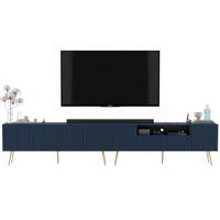 TV-LOWBOARD 2er-Set Elpis2 Marineblau mit goldenen Metallbeinen150 cm - Blau/Goldfarben, Holzwerkstoff (300/60.5/36.5cm) - Meble Lindner