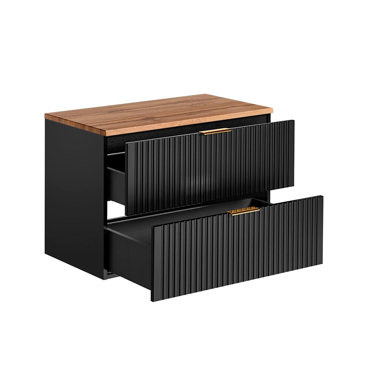 WASCHTISCHUNTERSCHRANK 80.6cm Adriel Schwarz und Holz - Schwarz, Holzwerkstoff (80.6/59/46cm) - Petits-meubles