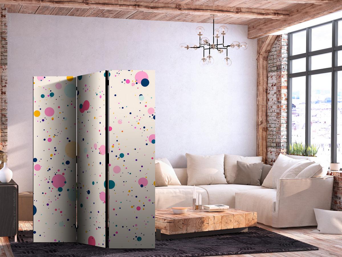 PARAVENT Beidseitig Bedruckter 3-tlg 135x172 cm abstrakte Flecken und Kleckse - Multicolor, Holz/Textil (135/172/3cm) - Muralo