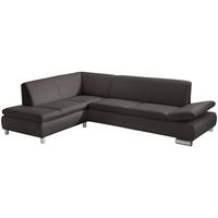 ECKSOFA mit Ottomane links Kaye Bezug Kunstleder Metallfuß verchromt / braun - Braun, Kunststoff (190/270cm) - 58aufmkessel
