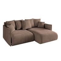 ECKSOFA Ottomane rechts ONESK-L 216x177x72 Braun Velours - Braun, Holzwerkstoff/Kunststoff (177/216cm) - ALTDECOR