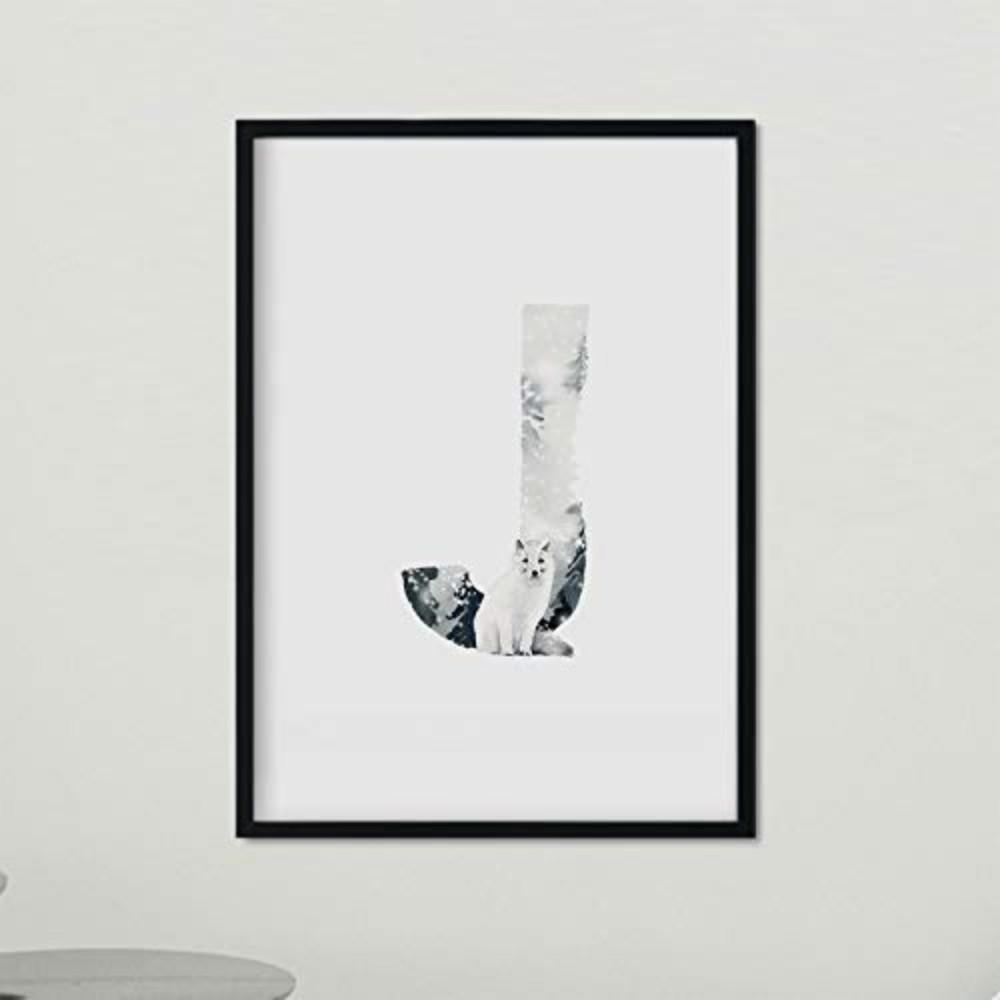 POSTER Gerahmtes - Buchstabe J A4 Schwarzer Rahmen - Schwarz, Papier (29.7/5/21cm) - Nacnic