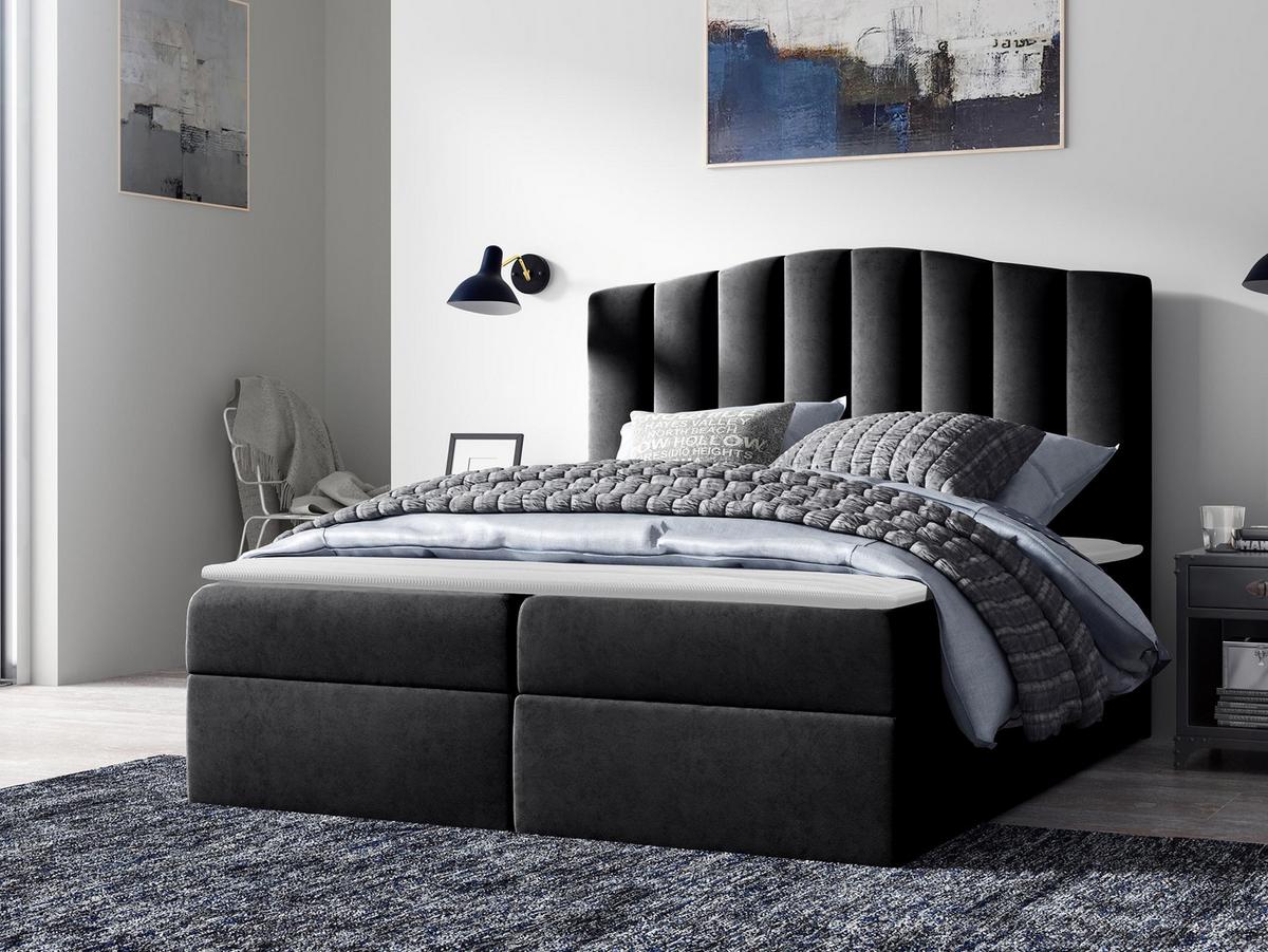 BOXBETT Lindos - H3 - Schwarz, Holz (160/200cm) - MIRJAN24