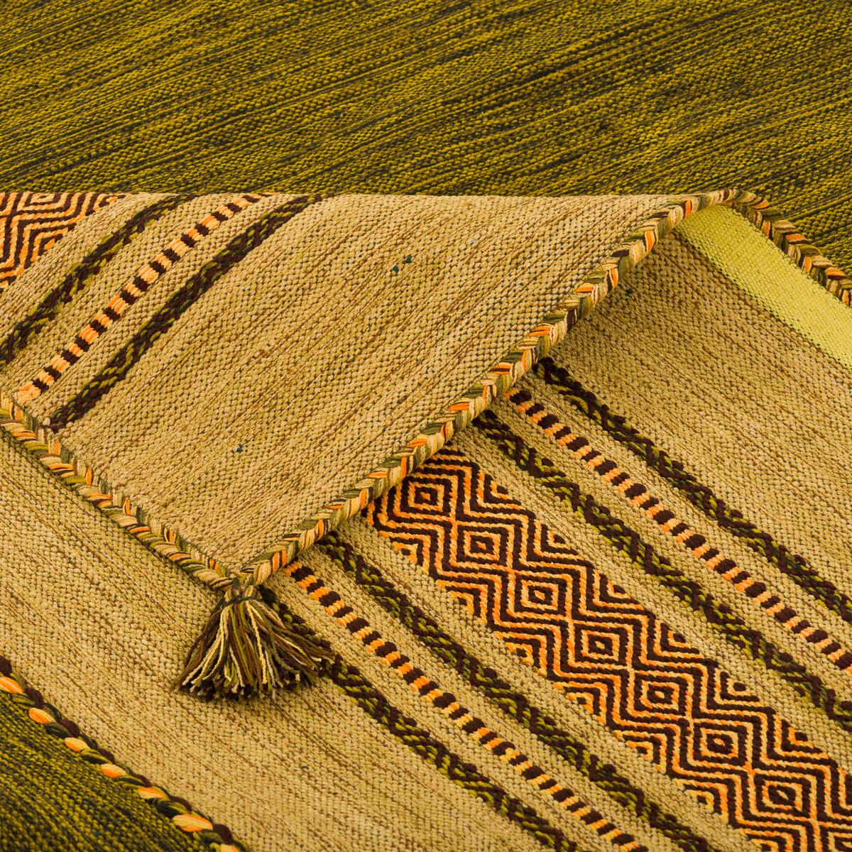 LÄUFER NATUR TEPPICH KELIM NAVARRO - Grün, Textil (70/250cm) - Pergamon