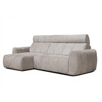 ECKSOFA KIMI 3-Sitzer, ausziehbarer Sitz, verstellbare Kopfstützen, beige - Beige/Schwarz, Holzwerkstoff/Textil (270/160cm) - Wozimo