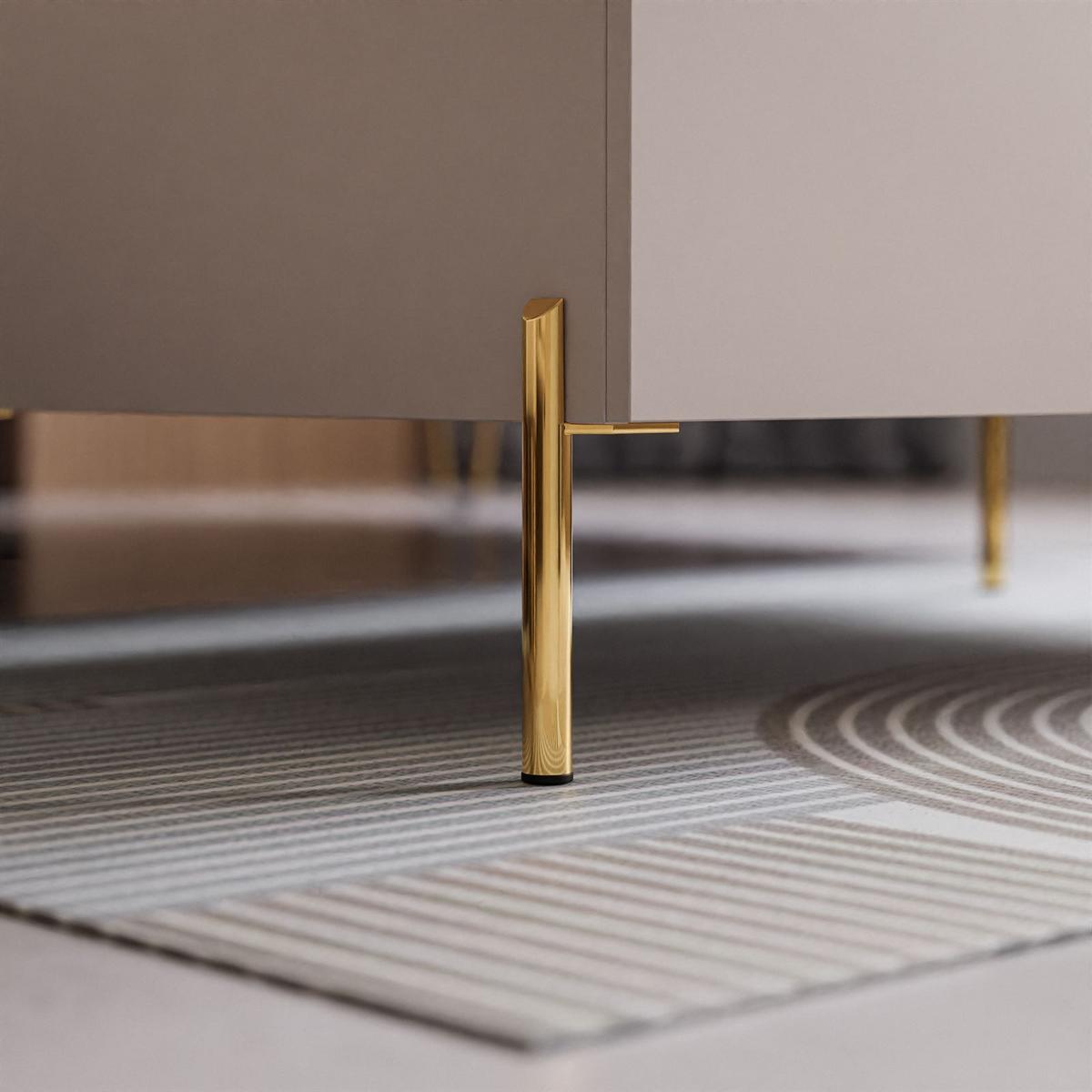 COUCHTISCH AURORA mit Staufach Kaschmir mit gerade Goldchrom Fuße - Kaschmir/Goldfarben, Holzwerkstoff/Metall (60/90/40cm) - Lookway