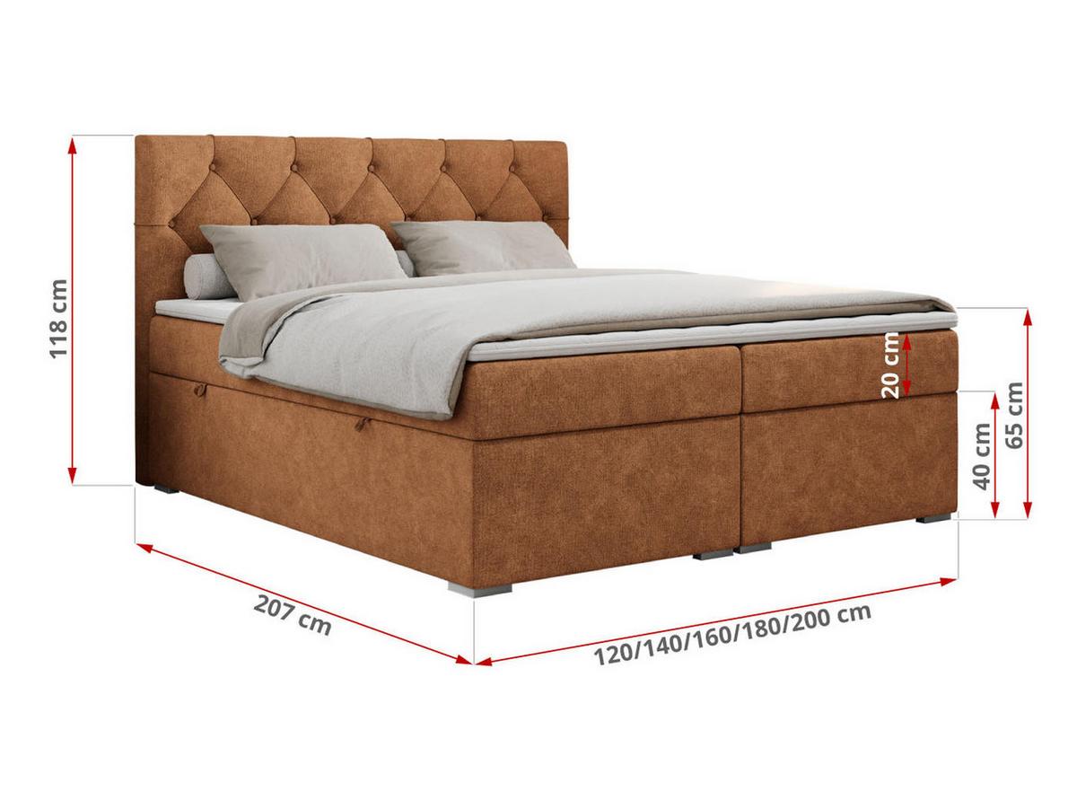 BOXBETT ALDA 160/200 Orange Struktur - H4 - Orange, Holz/Textil (160/200cm) - MKS