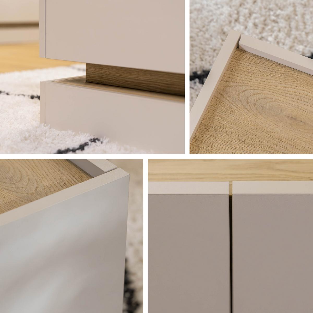 SIDEBOARD Zarpant K160 3D - Eichefarben/Schwarz, Holzwerkstoff (160/75/37cm) - MIRJAN24