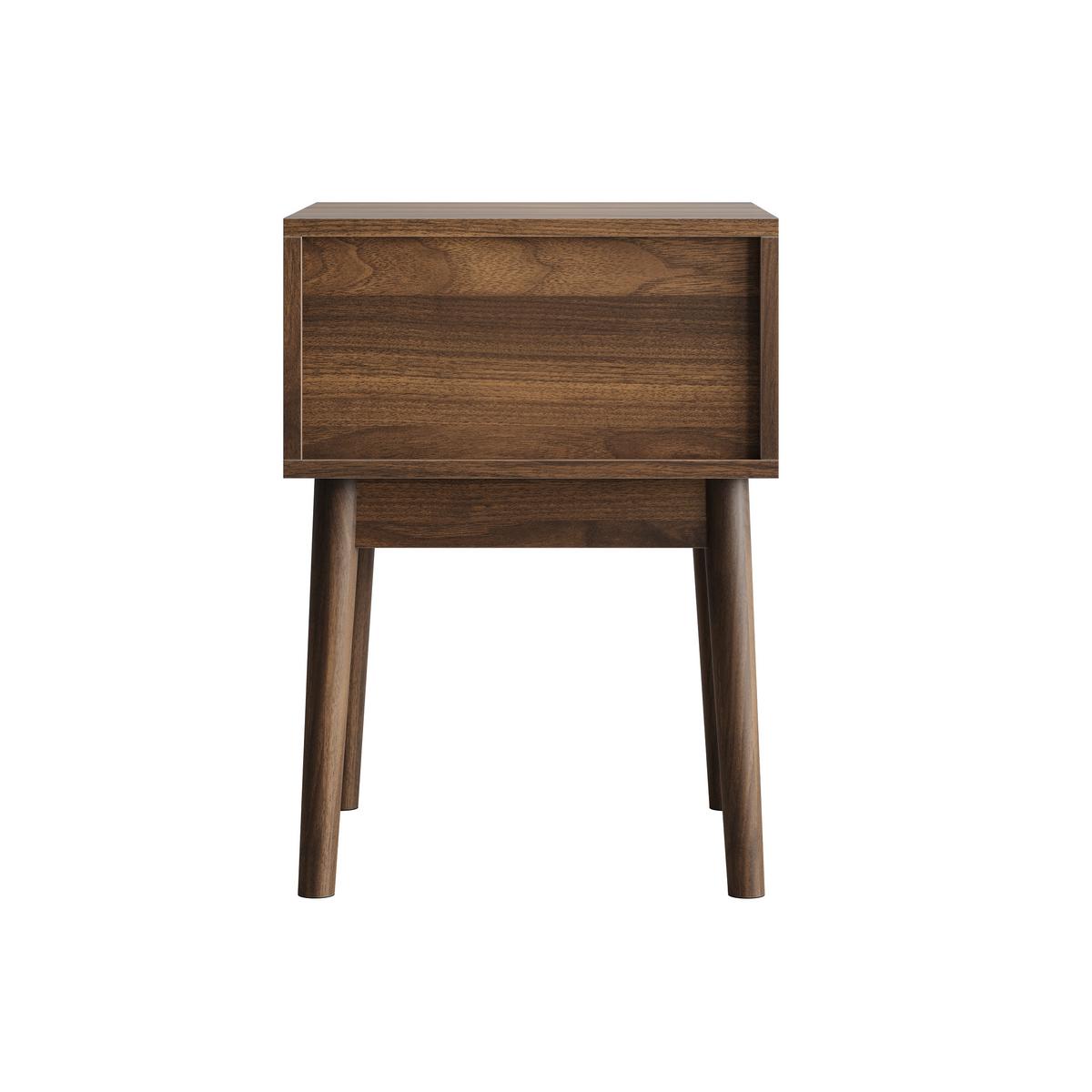 NACHTTISCH Set 2er Walnuss 40 cm – Mid Century Nachtkonsole mit Rillenfront & Goldgriff - Walnussfarben, Holzwerkstoff (40/55/40cm) - Urban Meuble