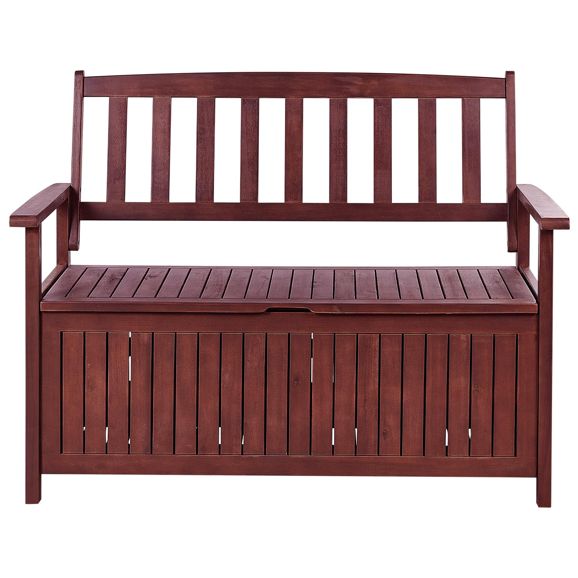 GARTENBANK Akazienholz mahagonibraun cm mit Stauraum 120 Sovana - Rotbraun, Holz (120/91/60cm) - Beliani