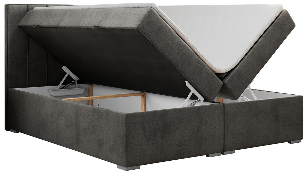 BOXBETT ALLY 160/200 Dunkelgrau Velvet - H3 - Dunkelgrau, Holz/Textil (160/200cm) - MKS