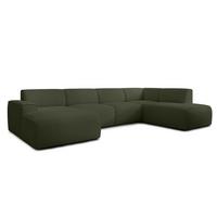 WOHNLANDSCHAFT Didim Grün 378/220/78 cm – großes Sofa stilvoll & bequem R - Schwarz/Grün, Kunststoff/Textil (378/78/220cm) - AX Living