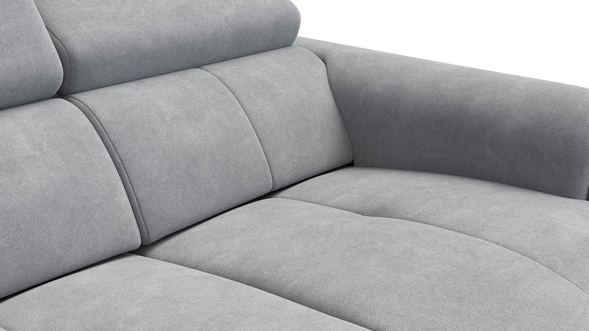 RELAXSOFA RODEN 2-Sitzer mit 2 Relax, hellgrau, Veloursstoff - Hellgrau, Holz/Textil (148/82/103cm) - Wozimo