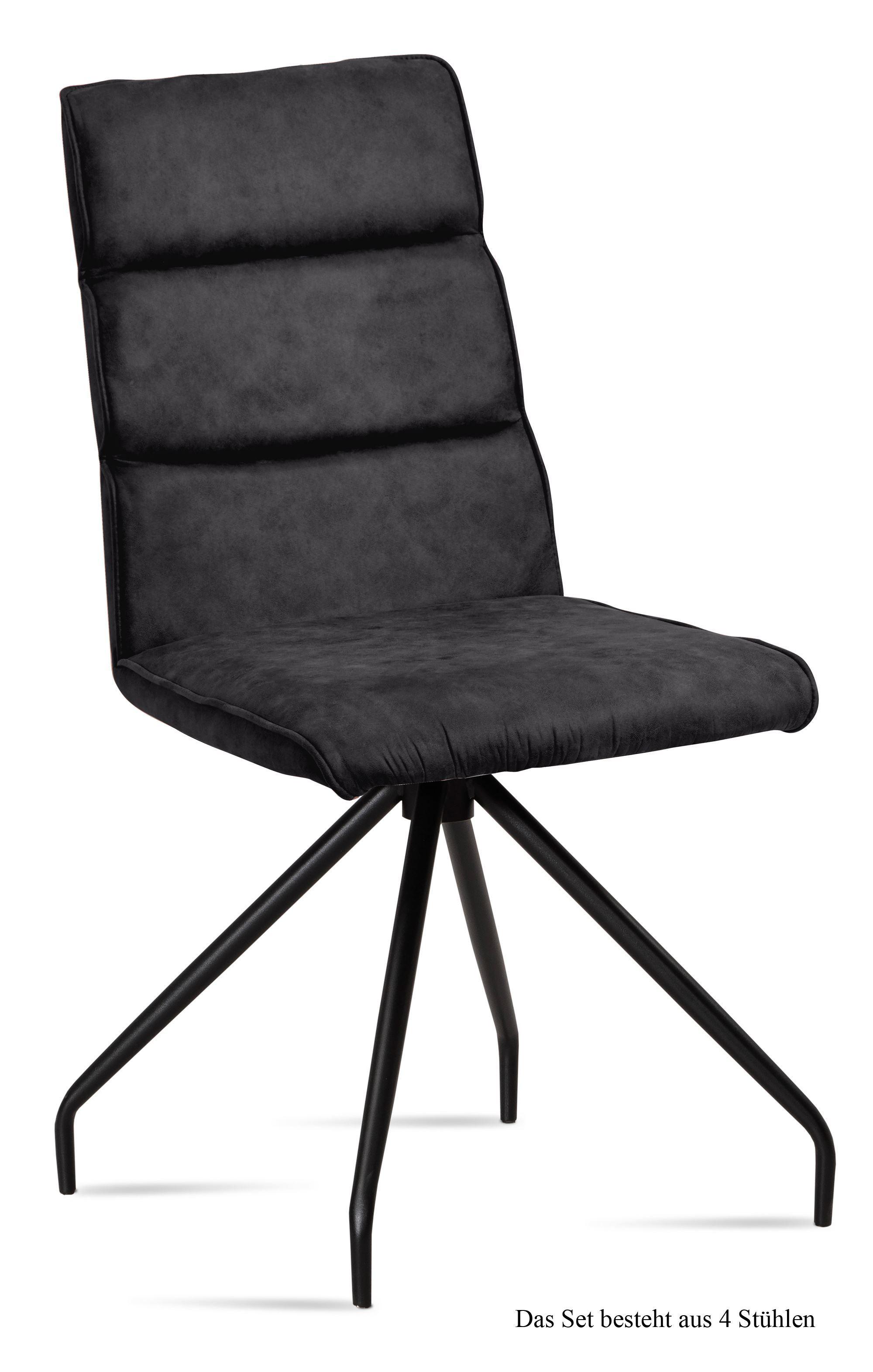 ESSZIMMERSTUHL (4er-Set) Devnet 47x92x60 Schwarz/Anthrazit - Anthrazit/Schwarz, Kunststoff (60/92/47cm) - 58aufmkessel