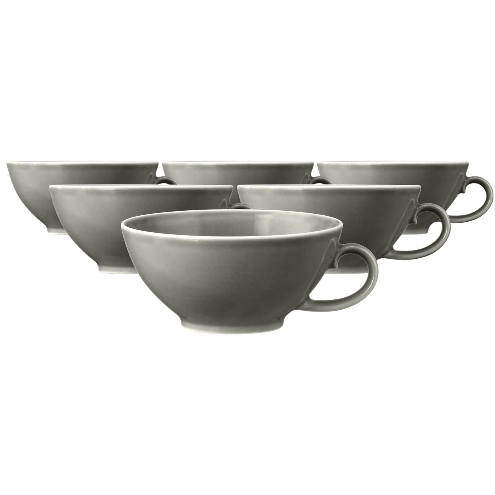TEETASSEN Beat Color Glaze Perlgrau 140 ml 6er Set - Grau, Keramik (0.14L) - Seltmann Weiden