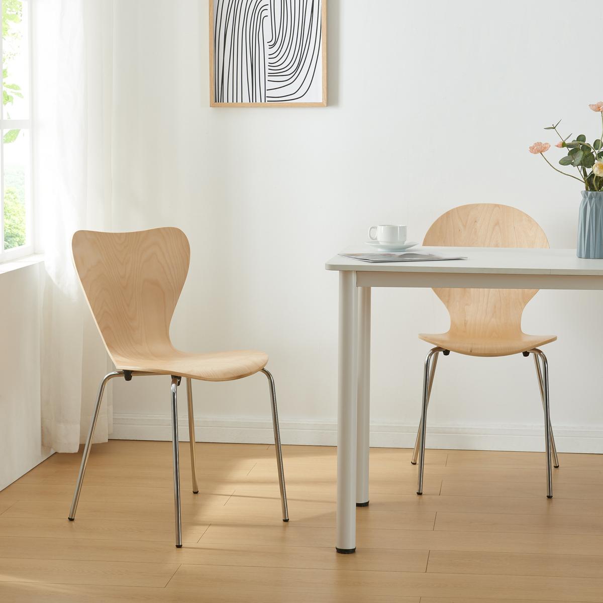 ESSZIMMERSTUHL-SET 4 TLG. Essunga - Chromfarben/Birkefarben, Holz/Metall (48/80/45.5cm) - [en.casa]