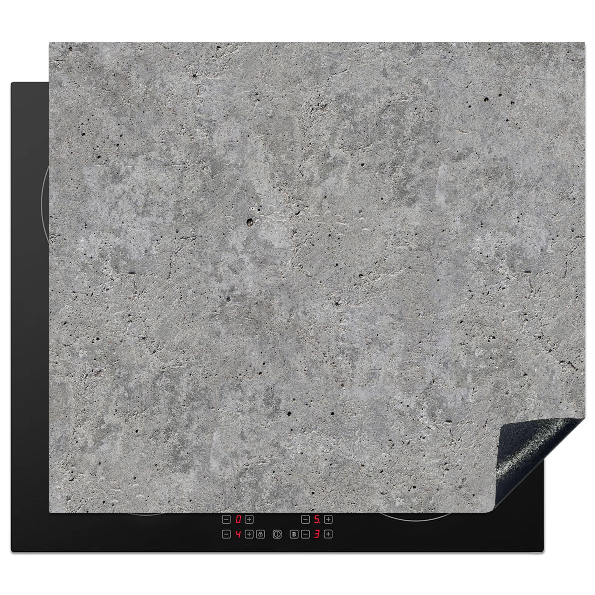 HERDABDECKPLATTE Beton - Schiefer - Grau - Struktur aus Beton Abdeckung Ceranfeld 58.3x51.3 cm - Hellgrau, Kunststoff (58.3/51.3/0.2cm) - MuchoWow