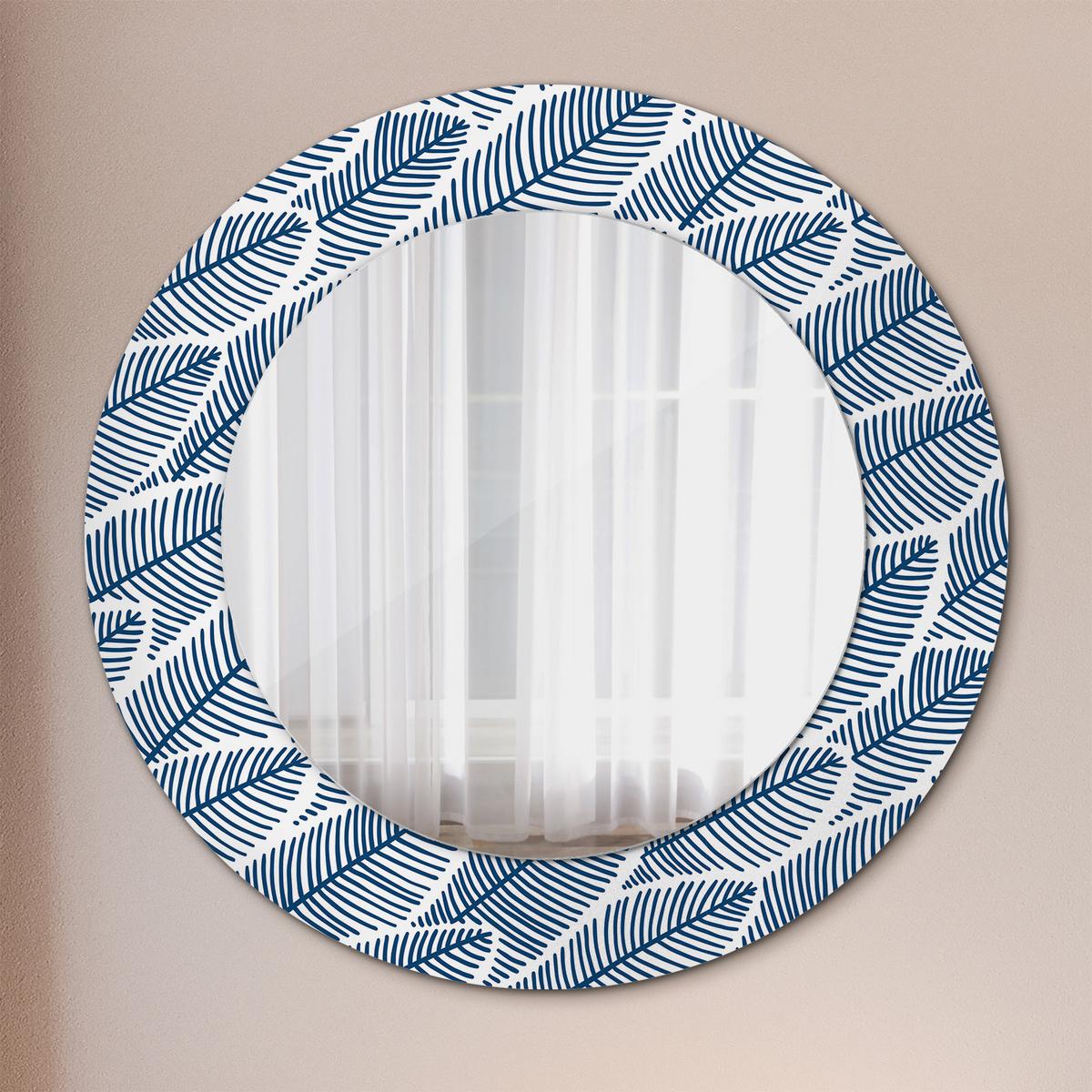 SPIEGEL Rund Ø 50 cm mit Aufdruck - Blau, Glas (50/50/0.4cm) - Wallfluent