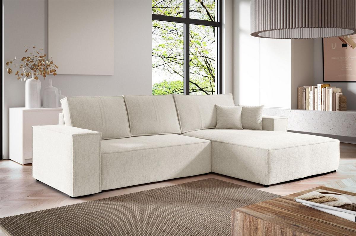 ECKSOFA Levio - Weiß, Holzwerkstoff/Textil (294/185cm) - Fun Möbel