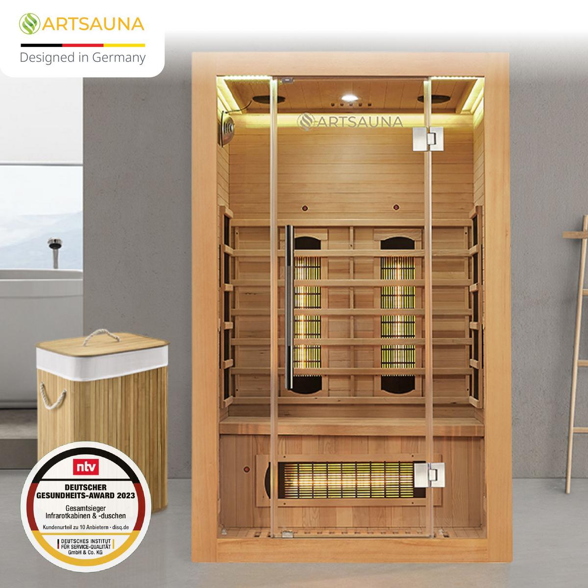 INFRAROTKABINE Kiruna 120 mit Dual Technologie & Hemlockholz - Naturfarben, Holz (120/190/105cm) - Artsauna