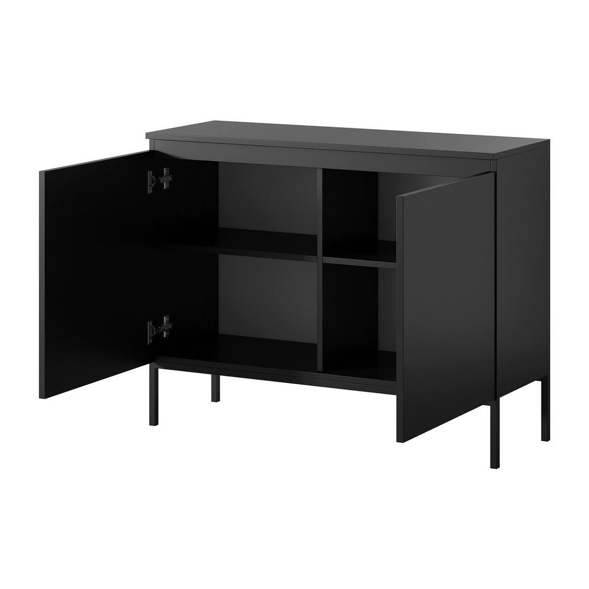 SIDEBOARD Bemmi Schwarz mit schwarzen Beinen 2-türig 100 cm - Schwarz, Holzwerkstoff/Metall (100/77/35cm) - Selsey