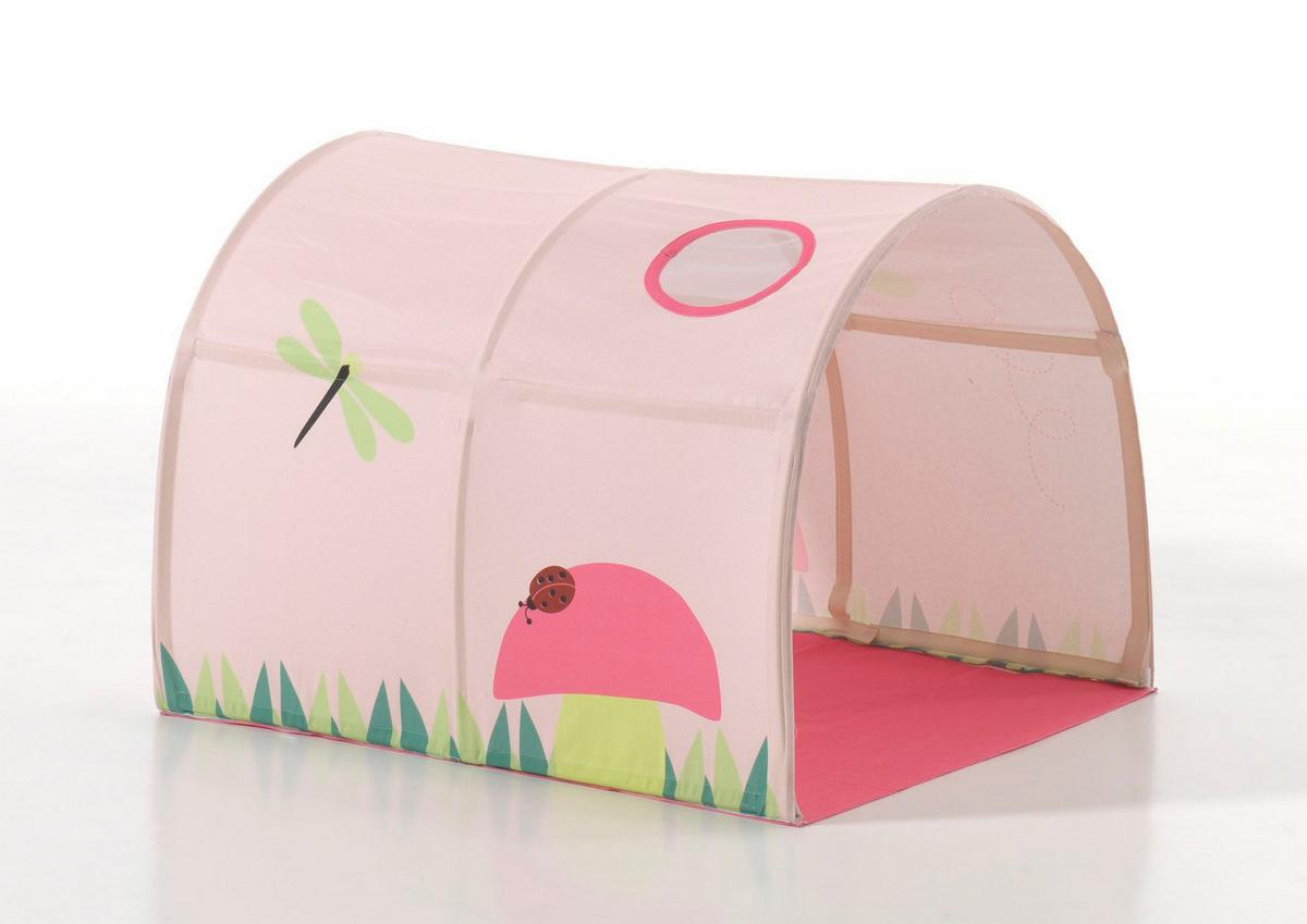 HALBHOHES BETT Kelci 90x200 Textilset Spring mit Tunnel Buche massiv - Buchefarben, Holz (90/200cm) - 58aufmkessel