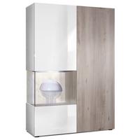 VITRINE Morena Tür und Einsatz in Eiche Nordic - Silbereichenfarben, Holzwerkstoff (91.5/136.5/37cm) - Vladon