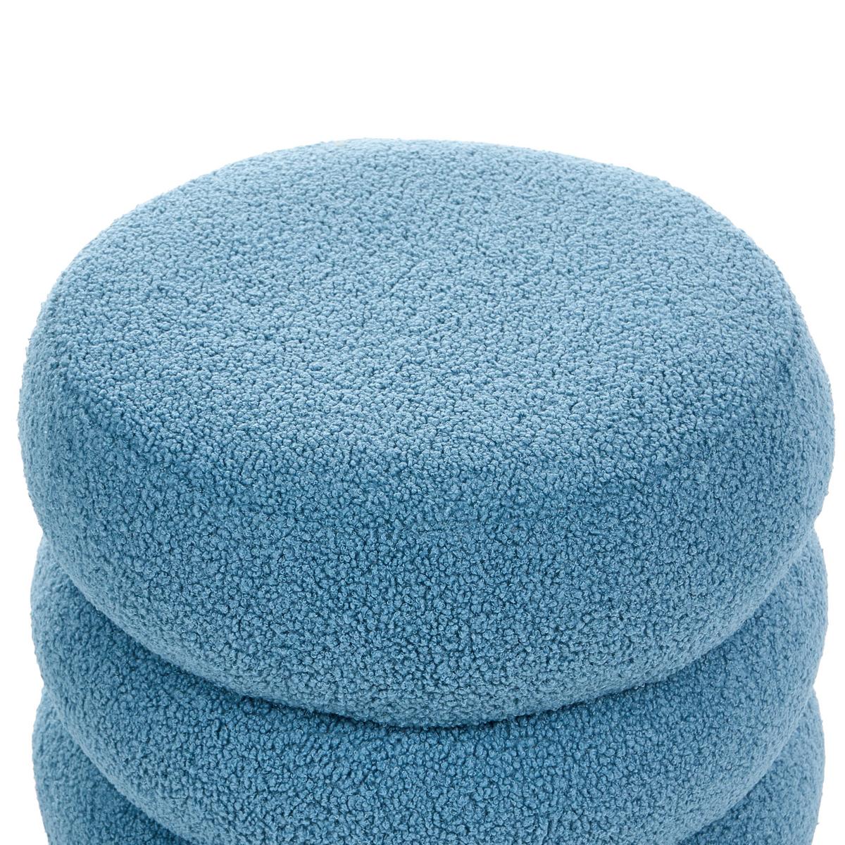 POUF Bouclé Blau Sumpter - Blau, Textil (43/47/43cm) - Beliani