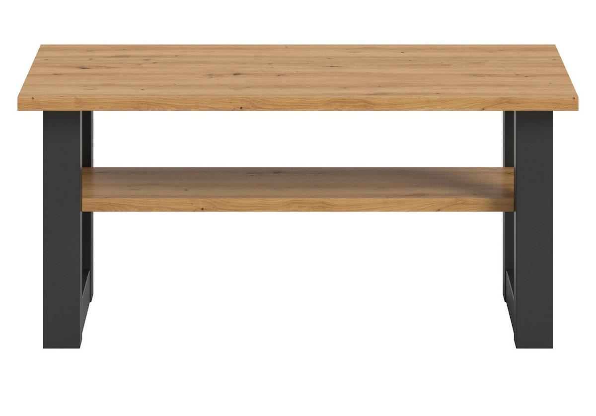 COUCHTISCH Eiche, grau 90 x 50 cm, Wohnzimmertisch mit Ablage - Dunkelgrau/Eiche Artisan, Holzwerkstoff/Metall (90/50/42cm) - Inn.Furn