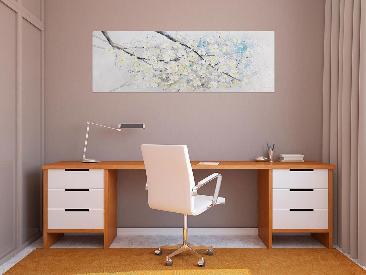 ACRYLBILD HANDGEMALT 150/50 cm - Beige/Weiß, Holz/Textil (150/50cm) - KUNSTLOFT