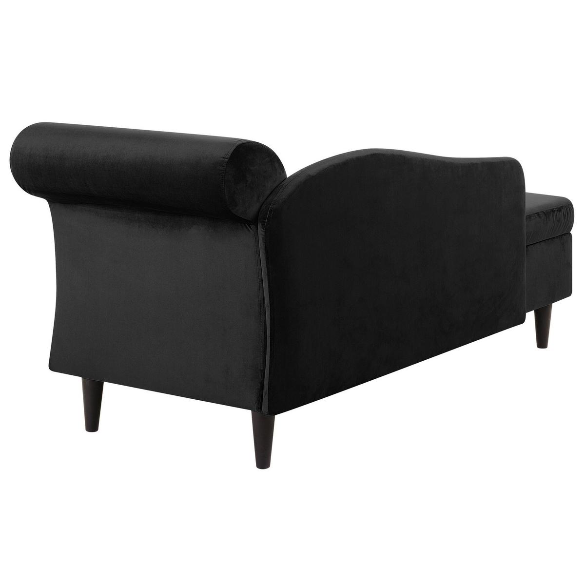 CHAISELONGUE Samtstoff schwarz rechtsseitig Luiro - Dunkelbraun/Schwarz, Textil (160/77/70cm) - Beliani