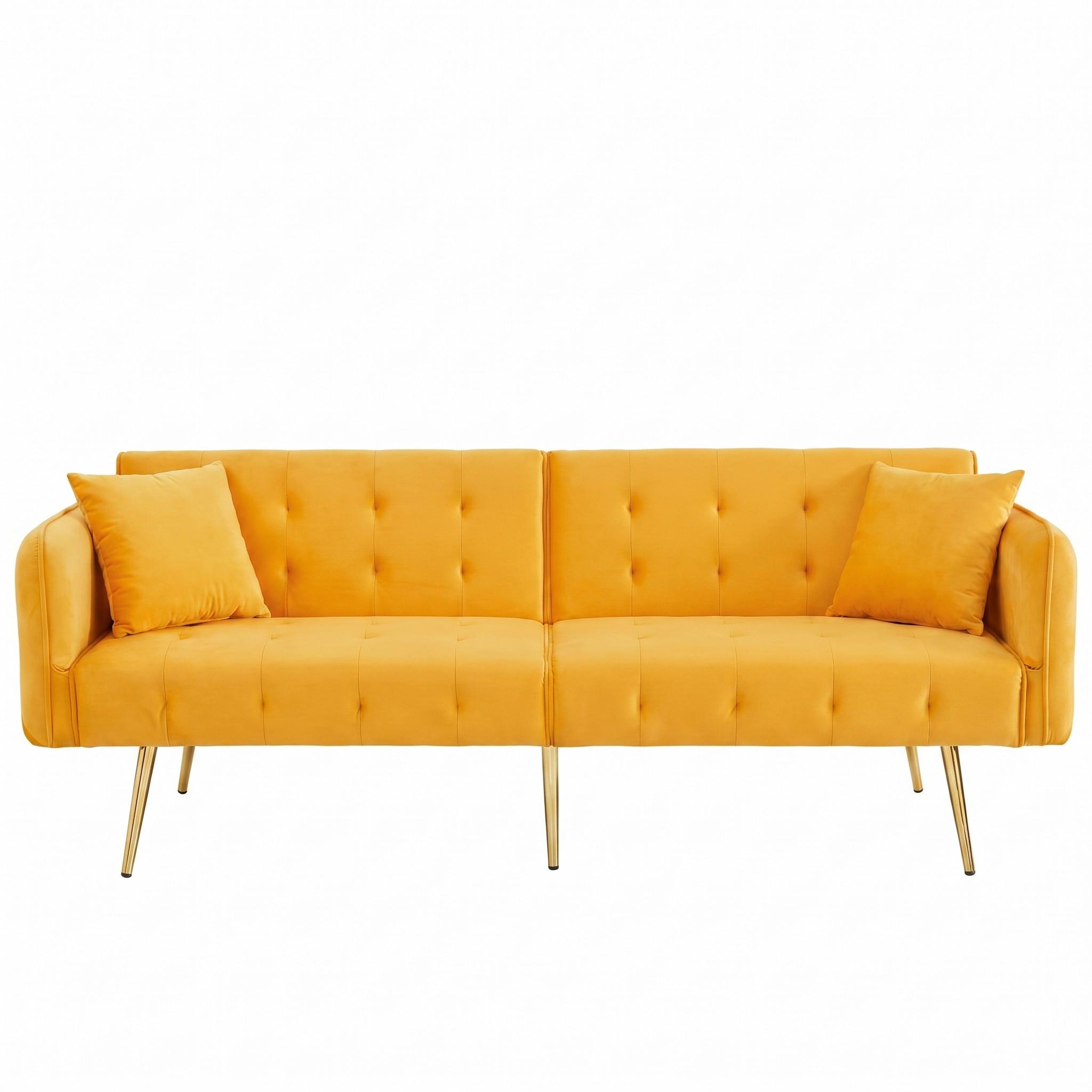 SCHLAFSOFA 2-in-1 Funktion Velours - Gelb, Kunststoff (178/70/82cm) - Urban Meuble